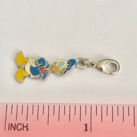 Vintage Disney Happy Donald Duck Clip On Charm Zipper Pull Bag Purse Signed Back - Picture 7 of 7